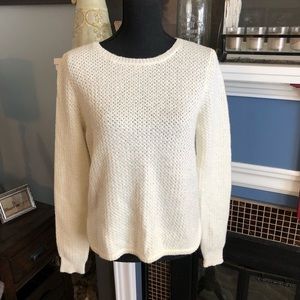 Ann Taylor cream knit sweater, lightweight, sz M